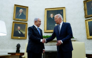 ג'ו ביידן ובנימין נתניהו בפגישתם (צילום: Reuters/ELIZABETH FRANTZ)
