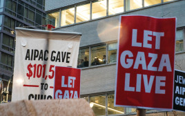 הפגנה מול משרדי AIPAC בניו יורק (צילום: ארכיון רויטרס)