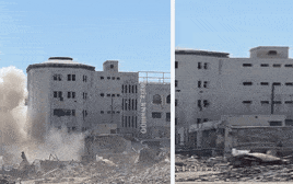 פיצוץ האוניברסיטה בעזה (צילום: רשתות חברתיות)