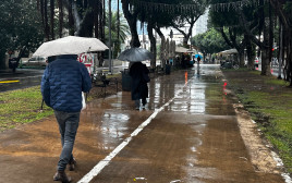 הסופה ביירון  - גשם בתל אביב (צילום: אבשלום ששוני)