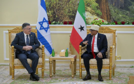 נשיא סומלילנד אבדירחמן מוחמד עבדילאהי, שר החוץ גדעון סער (צילום: שלומי אמסלם, לע"מ)