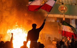 הפגנות באיראן, דגל איראן לפני המהפכה (צילום: רשתות חברתיות, שימוש לפי סעיף 27 א')