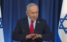 בנימין נתניהו במסיבת עיתונאים (צילום: צילום מסך לע"מ)