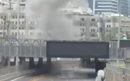 זירת נפילת שברי יירוט בתל אביב (צילום: רשתות חברתיות, שימוש לפי סעיף 27 א')