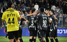 שחקני עירוני טבריה חוגגים (צילום: ברני ארדוב)