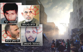יחיא סינוואר, מוחמד דף, מרוואן עיסא, מוחמד סינוואר (צילום: שימוש לפי סעיף 27א',מעריב)