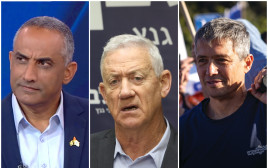 יועז הנדל, בני גנץ, דדי שמחי (צילום: חיים גולדברג, פלאש 90,מרק ישראל סלם,צילום מסך ערוץ 12)