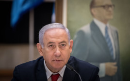 בנימין נתניהו על רקע מנחם בגין (צילום: יונתן זינדל, פלאש 90)