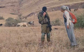 תיעוד החיילים ופעילי השמאל באזור חמאם אל מאלח (צילום: צילום מסך)