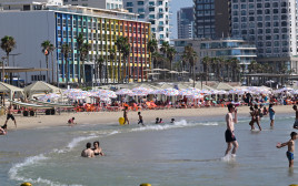 ישראלים בחופי תל אביב, יולי 2026 (צילום: אבשלום ששוני)