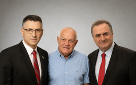 השרים המשוריינים: ישראל כ"ץ, חיים כץ, גדעון סער (צילום: אבשלום ששוני,ראובן קסטרו,בינה מלאכותית ושיפור צילום,רמי זנגזר)