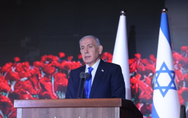 בנימין נתניהו בטקס יום הזכרון לטבח השבעה באוקטובר (צילום: מרק ישראל סלם)