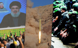 מנהיג חיזבאללה חסן נסראללה, טיל בליסטי ששיגרה איראן, לוחמי חמאס (צילום: רויטרס)