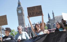 הפגנה נגד DUP (צילום: AFP)