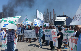 הפגנת עובדי חיפה כימיקלים צפון (צילום: כוח לעובדים)
