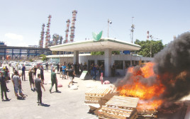 הפגנה מחוץ לחיפה כימיקלים (צילום: באסל עווידאת, פלאש 90)