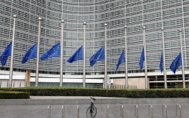 דגלי האיחוד האירופי הורדו לחצי התורן (צילום: רויטרס)