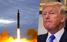תרגיל שיגור טיל גרעיני של קוריאה הצפונית ודונלד טראמפ (צילום: Getty images,רויטרס)