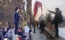 מפגינות איראניות ללא חיג'אב (צילום: רשתות חברתיות)