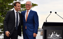 ראש ממשלת אוסטרליה מלקולם טרנבול, עמנואל מקרון (צילום: AFP)