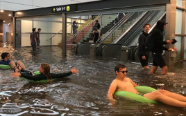 תחנת רכבת בשוודיה הוצפה והפכה לבריכה (צילום: אינסטגרם)