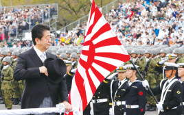 אבה במצעד צבאי מחוץ לטוקיו (צילום: רויטרס)