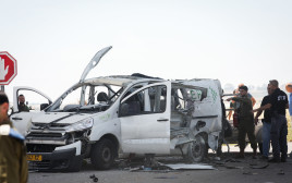 הרכב שנפגע מנ"ט בעוטף עזה בו נהרג משה פדר (צילום: נועם רבקין פנטון, פלאש 90)