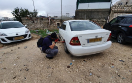 ניקוב צמיגים בשועפאט (צילום: דוברות המשטרה)