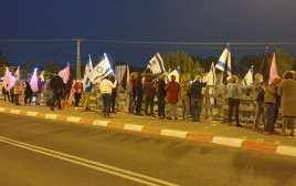 הפגנה נגד נתניהו בגשר בית רבן (צילום: דוברות מחאת הדגלים השחורים)
