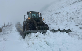 כוחות צה"ל מפנים שלג מהכבישים (צילום: דובר צה"ל)