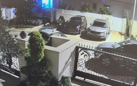 צילומים ממצלמות האבטחה בו נראה החשוד פורץ לרכבים