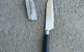 הסכין שנתפסה בניסיון הפיגוע במעבר גלבוע (צילום: דוברות משרד הביטחון)