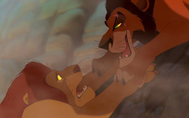 סצנת הנפילה של מופסה בסרט "מלך האריות" (צילום: Getty images)