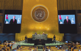 עבאדללה מלך ירדן בזמן נאומו באו"ם (צילום: רויטרס)