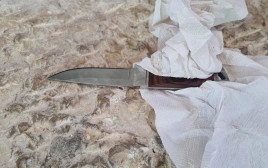הסכין שבו השתמש אחד המחבלים בפיגוע בירושלים (צילום: דוברות המשטרה)