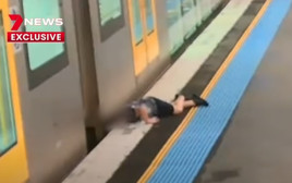 הנוסע השיכור התנגש ברכבת שנכנסה אל הרציף (צילום: צילום מסך יוטיוב)