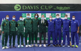 נבחרת גביע דייויס של ישראל עם נבחרת דרום אפריקה (צילום: אתר רשמי, איגוד הטניס)