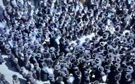קהל הלוויתו של הרב וייס ז"ל (צילום: דוברות המשטרה)