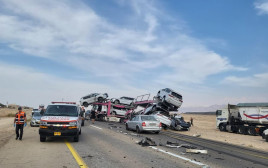 תמונה מזירת התאונה בכביש 90 (צילום: דוברות מד"א)