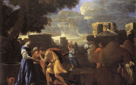רבקה מרווה את צמאונו של עבד אברהם. ציור: ניקולא פוסן, 1626 (צילום: נחלת הכלל)
