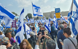 המחאה מול הכנסת נגד הרפורמה המשפטית (צילום: TPS)