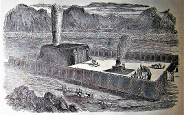 "המשכן" שהקימו בני ישראל במדבר. איור מתוך תנ"ך הולמן, שנת 1890 (צילום: נחלת הכלל)