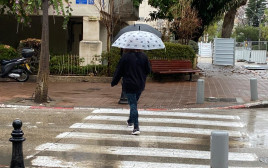חורף, גשם, מטריות (צילום: אבשלום ששוני)