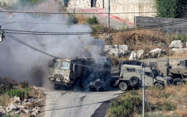 פיצוץ מטען במהלך חילופי האש בג'נין (צילום: דוברות מג"ב)