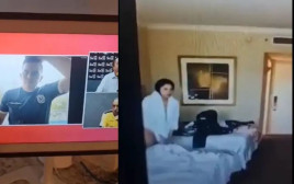 פאדיחה בשידור חי: עיתונאי חשף בטעות "אישה ערומה" בחדר המלון שלו (צילום: צילום מסך, מתוך הרשתות החברתיות)