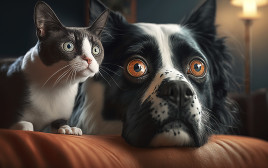 כלב וחתול בחרדה, אילוסטרציה (צילום: אינגאימג')