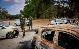 זירת הטבח במסיבת הטבע ברעים, מבצע חרבות ברזל (צילום: חיים גולדברג, פלאש 90)