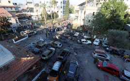 הפיצוץ בבית החולים בעזה (צילום: REUTERS/Mohammed Al-Masri )