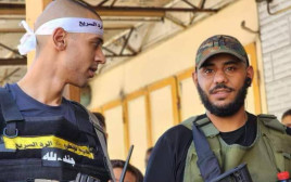 ראש הזרוע הצבאית של חמאס בטולכרם וראש הזרוע הצבאית של הפת"ח (גדודי חללי אלאקצא)  (צילום: רשתות ערביות)
