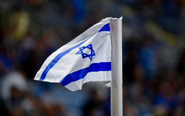 דגל ישראל במשחקה של הפועל פתח תקוה (צילום: אריאל שלום)